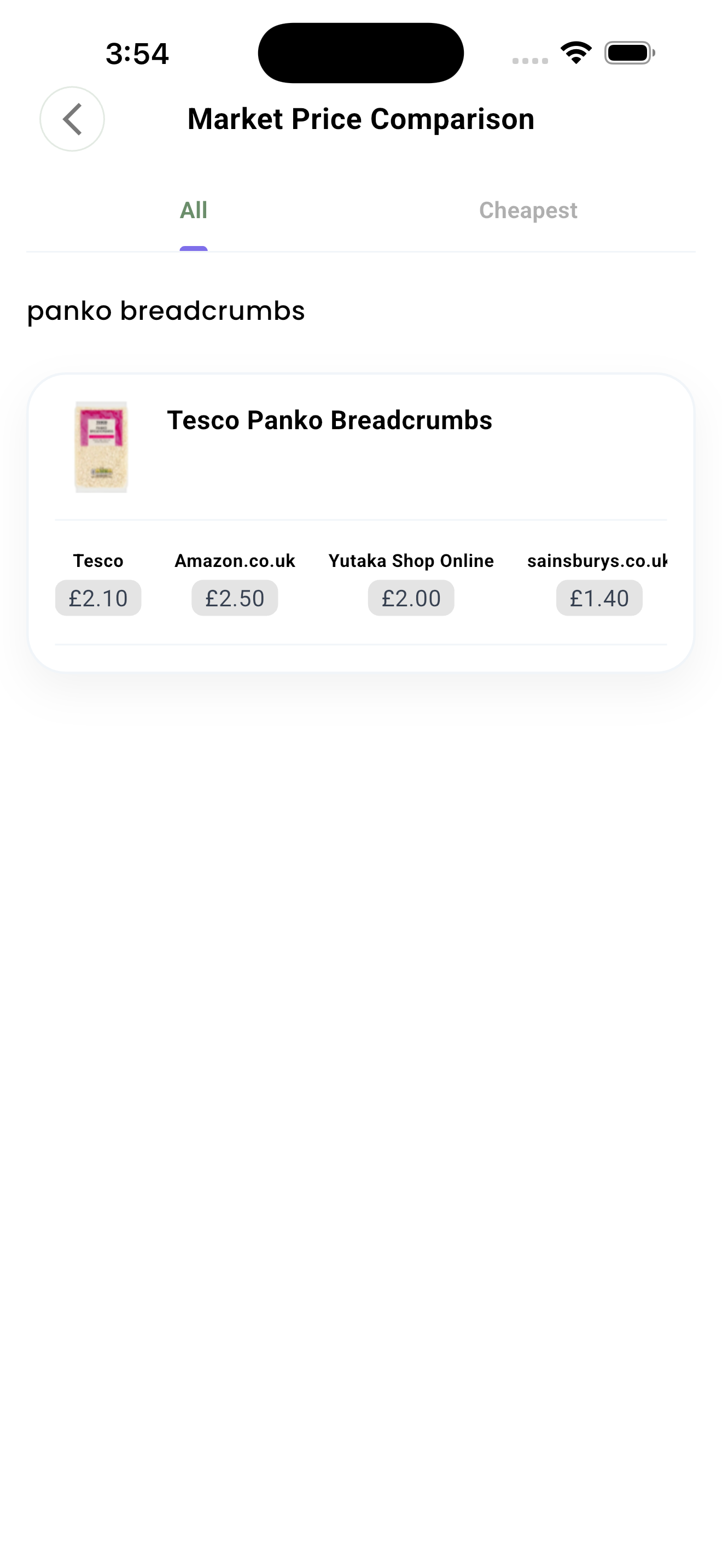 Joosy App Interface - Real-time Price Comparisons